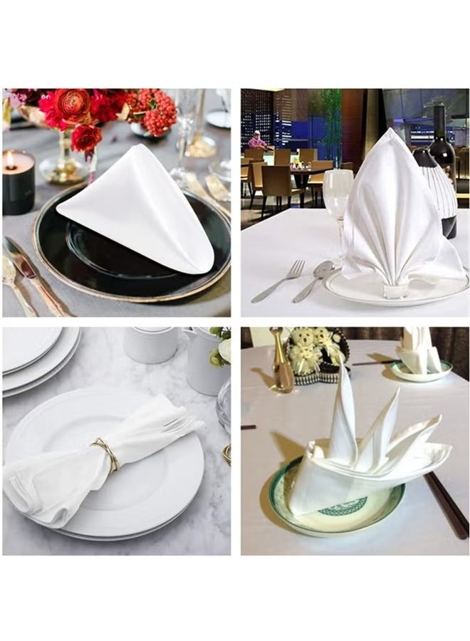 12Pcs Cloth Napkins ，Napkins Cloth Washable with Hemmed Edges for Restaurants, Lunch, Weddings, Decoration, Banquets, Party, Event ， Reusable Bulk Linen Dinner Table Napkin （White ） 43*43cm - Image 3