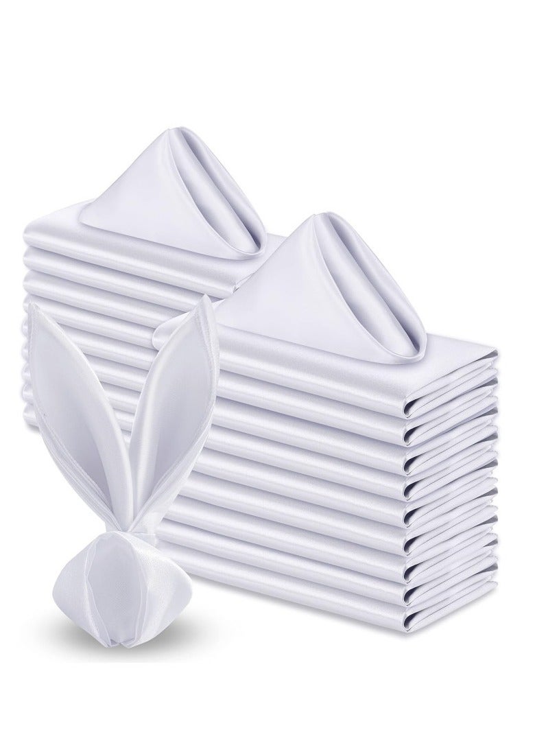 12Pcs Cloth Napkins ，Napkins Cloth Washable with Hemmed Edges for Restaurants, Lunch, Weddings, Decoration, Banquets, Party, Event ， Reusable Bulk Linen Dinner Table Napkin （White ） 43*43cm - Image 1
