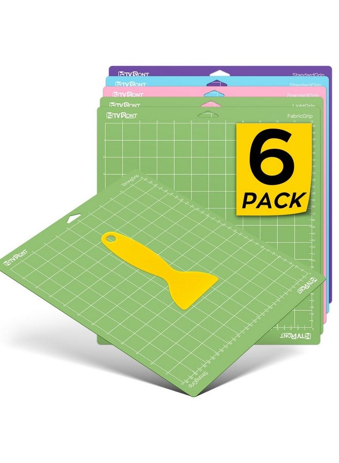 HTVRONT Cutting Mat for Cricut, 6 Pcs Cutting Mat 12x12(Standard, Light, Strong, FabricGrip) for Cricut Maker 3/Maker/Explore 3/Air 2/One, Variety Adhesive Sticky Cutting Mats Accessories - Image 1