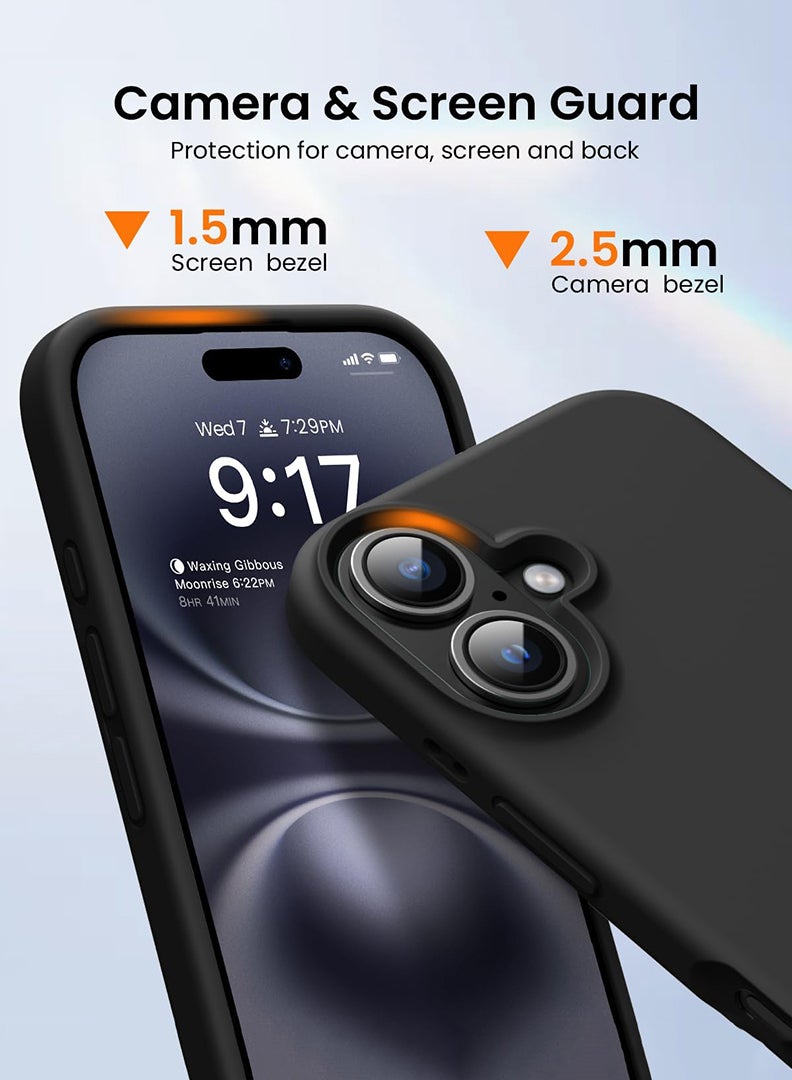 Theodor iPhone 16 Plus Black Protective Slim Fit Case Liquid Silicone Cover with Full Body Protection Anti-Scratch Shockproof Case For iPhone - crafty i make people - Image 3