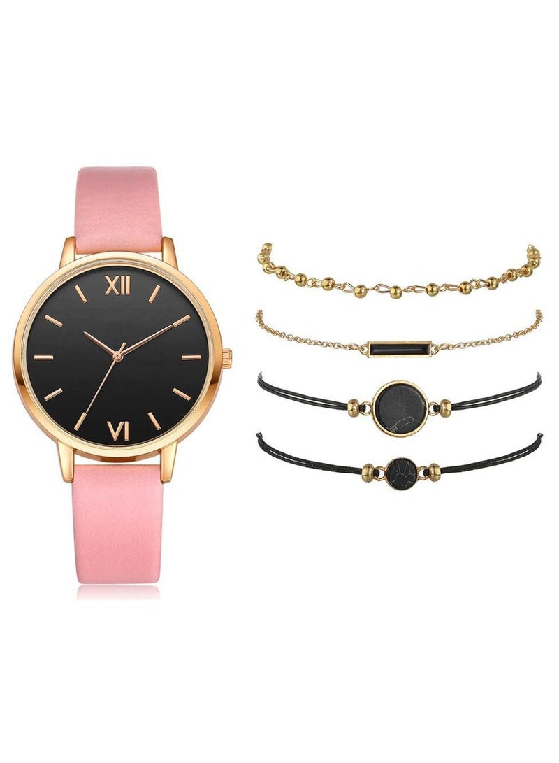 5PCS Stylish beautiful Ladies Watch Bracelet ，Charming and elegant holiday gift women's Watch Set  - Image 1