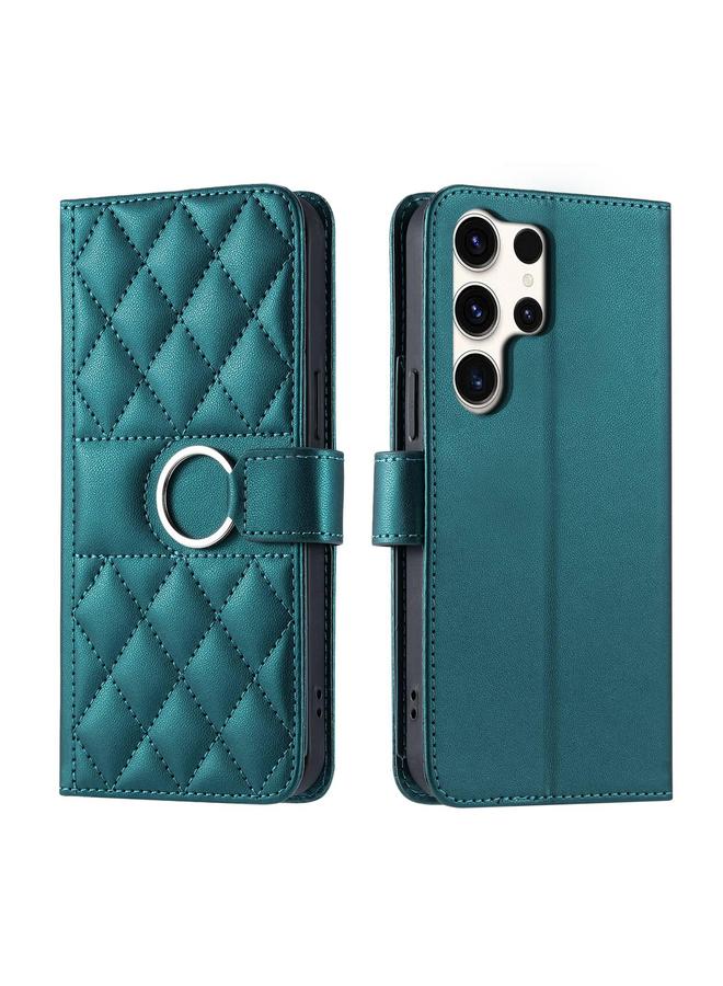 S-TOP Case For Samsung Galaxy S25 Ultra 5G Ring Buckle Rhombic Leather Phone Case - Image 1