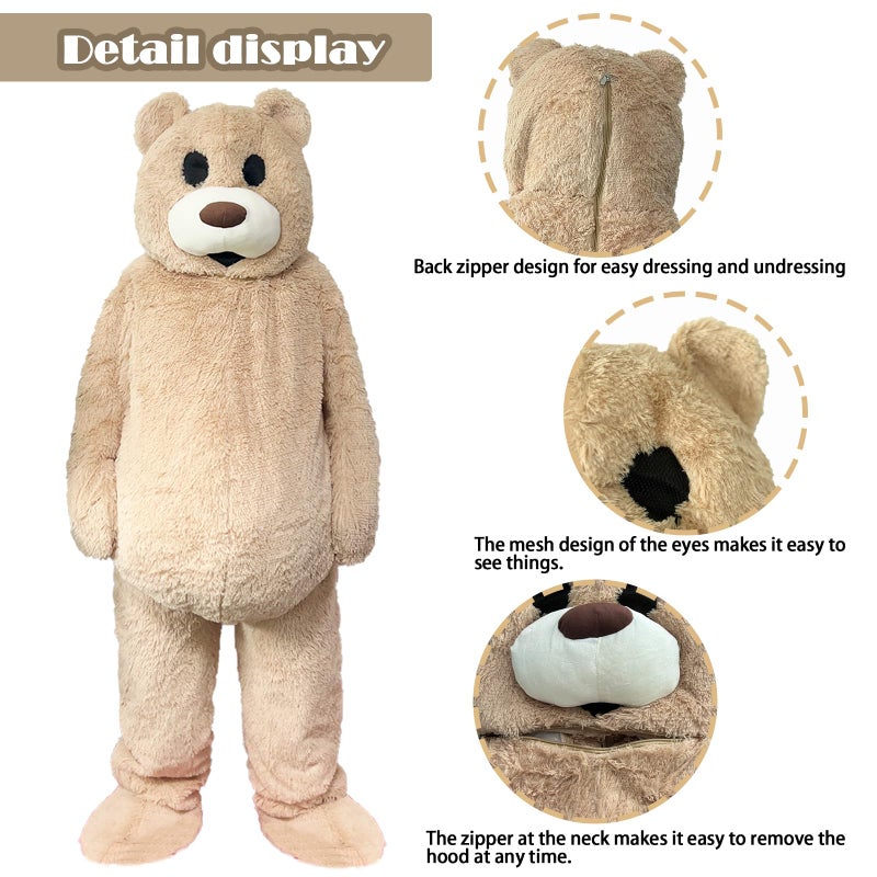 Erkangsm Bear Mascot Costume, Dancing Bear Costume, Giant Plush Bear Costume, Christmas Costumes for Adults, 73 inches - Image 5