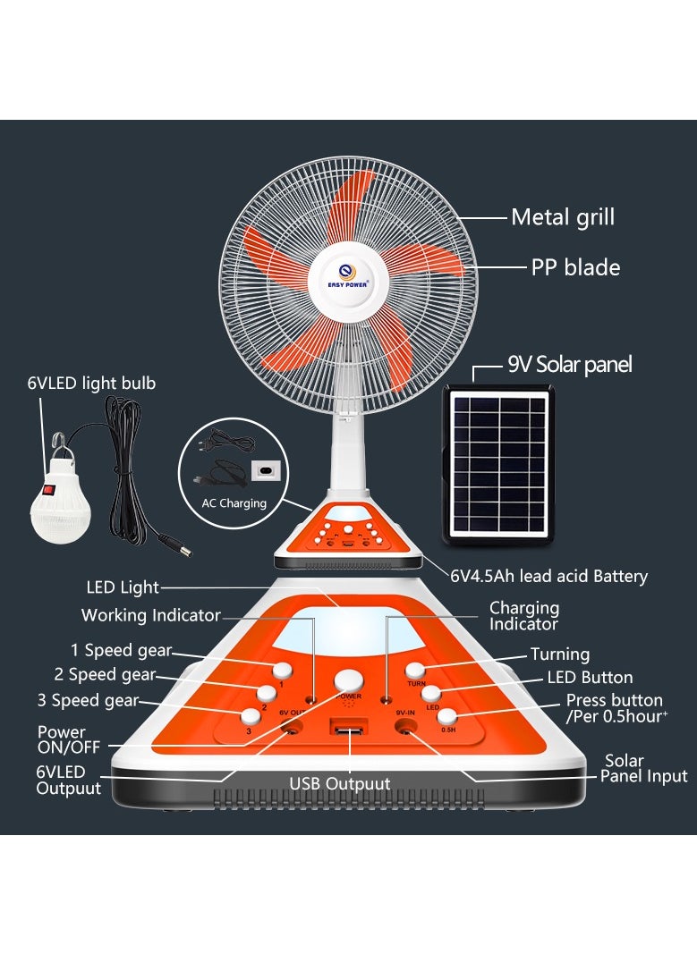 Easy Power 16 Inch Solar AC DC Rechargeable Standing Fan with Remote control & Solar panel for home Use  - Image 4