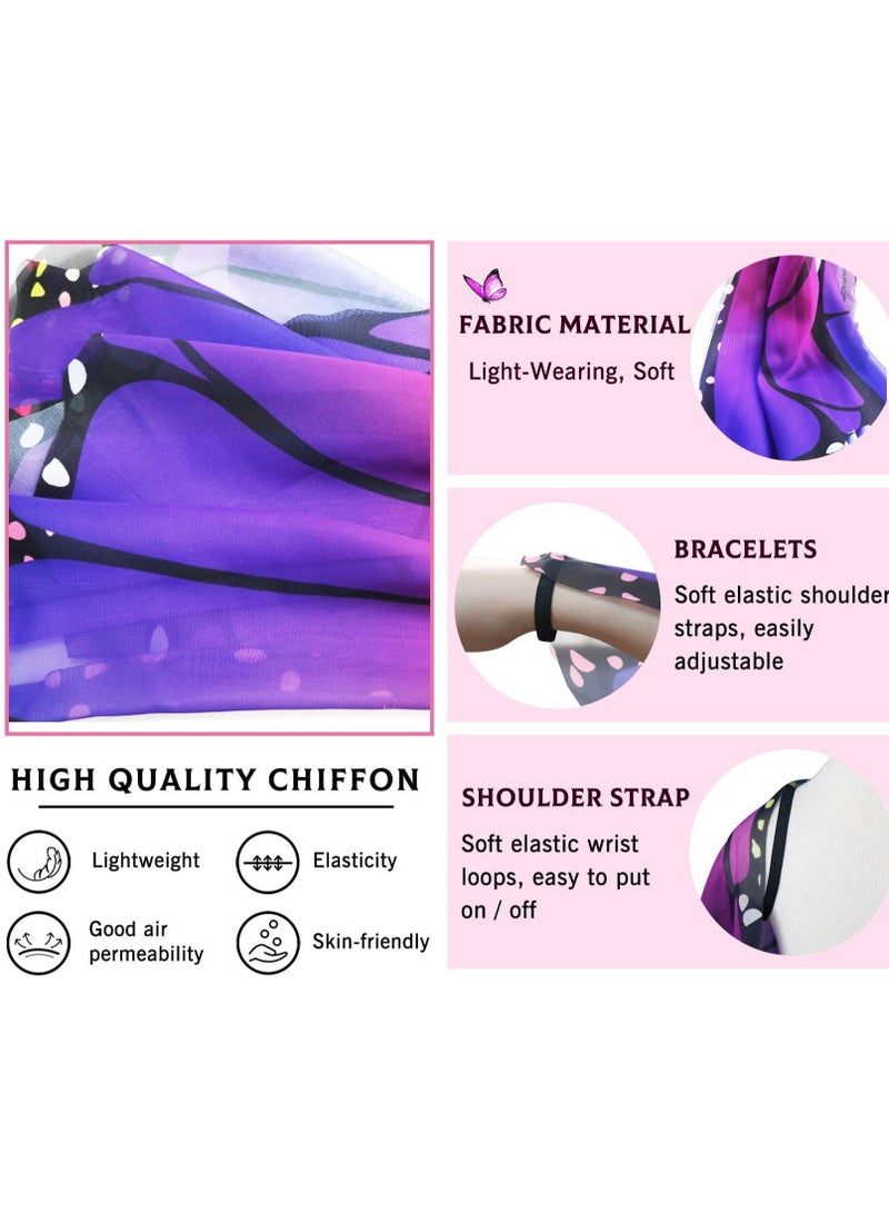Butterfly Wings for Girls, Butterfly Costume for Party Kids Fairy Wing Dress with Mask and Antenna Headband - Image 3