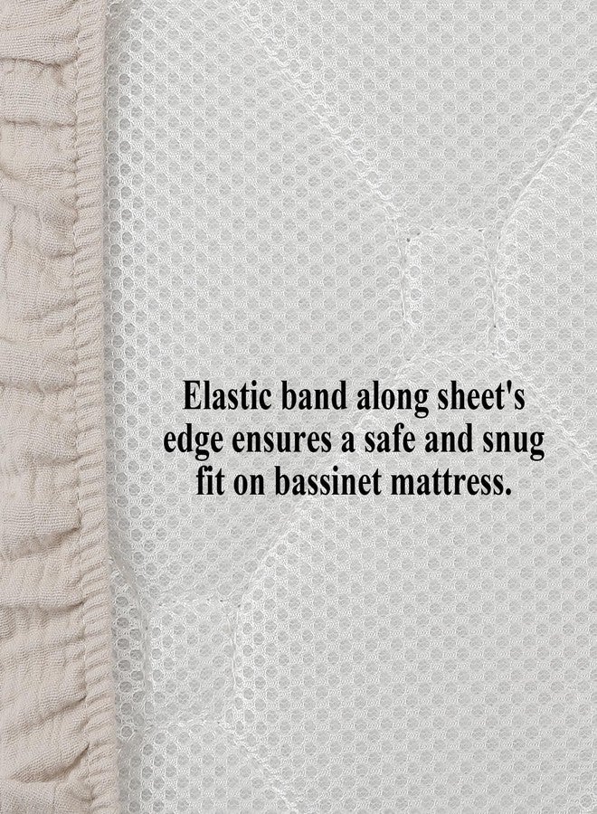 Onacosht Muslin Bassinet Sheets 33" x 19" Compatible with Mika Micky, KoolaBaby (3 in 1), BabyBond, HARPPA and RICUTON Bedside Bassinet, 2 Pack for Baby Boy and Girl, Fog and Beige - Image 4