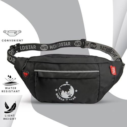 WORLD STAR Waist Bag for Men & Women | Fanny Pack for Men | Trendy Mobile Waist Pouch Pocket Bag for Girls and Boys | Waterproof Hip and Side Bags for Outdoor Hiking Travel (Black) - Image 4