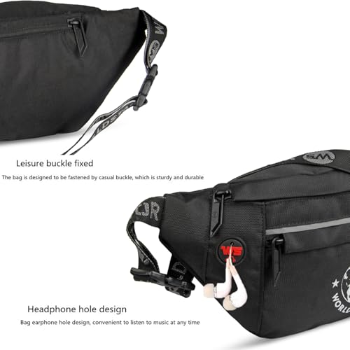 WORLD STAR Waist Bag for Men & Women | Fanny Pack for Men | Trendy Mobile Waist Pouch Pocket Bag for Girls and Boys | Waterproof Hip and Side Bags for Outdoor Hiking Travel (Black) - Image 2