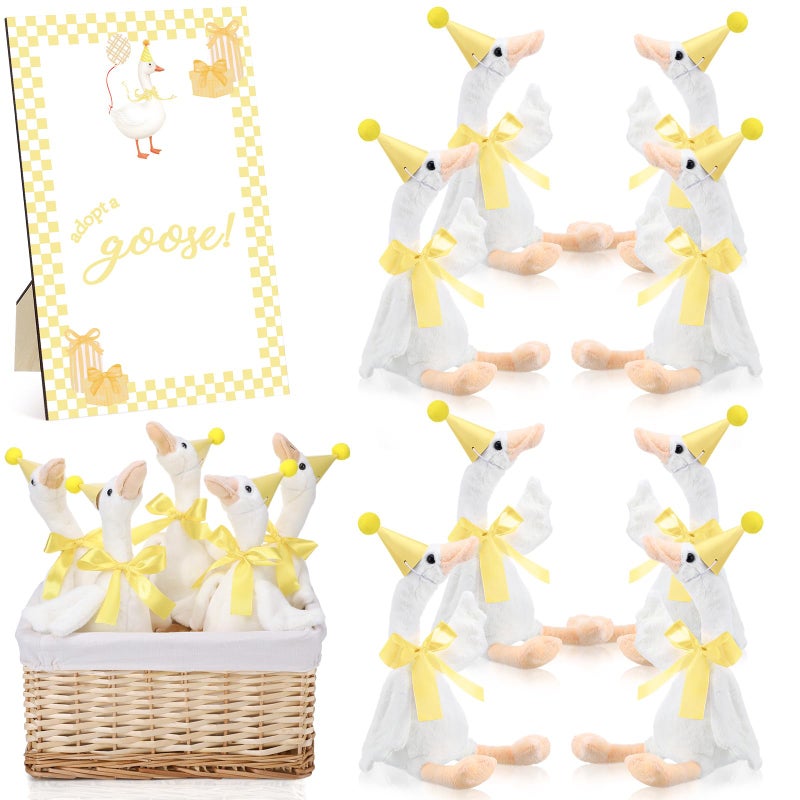 Blueweenly 8 Sets Silly Goose 1st Birthday Decoration 157 Inch Yellow Soft Silly Goose Stuffed Animal Hat with Wood Table Decor for Birthday Party Baby Shower Decoration - Image 3
