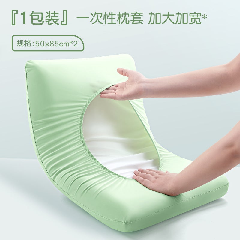 Thickened Disposable Pillow Covers for Travel and Hotels Mint green 2 pack [sterilized and thickened] 