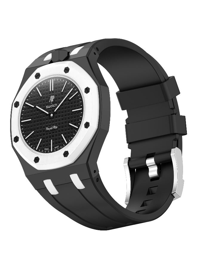 **سوار ساعة سيليكون متوافق مع ساعة AP x Swatch Royal Pop – سوار معصم بديل مقاوم للماء، ناعم وقابل للتحويل، مصمم ليتوافق مع التاج عند موضع الساعة الثانية عشرة (12 O'Clock)** - Image 1
