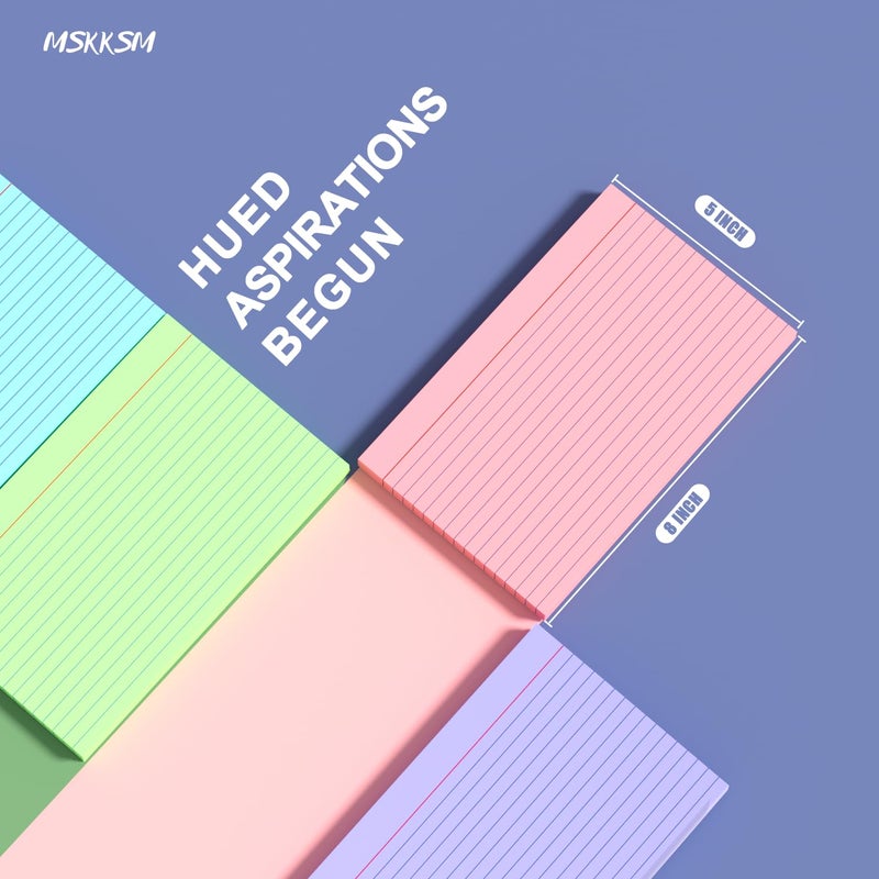 MSKKSM 120 Count Index Cards 5x8 Colored Ruled 5 by 8 Index Flash Cards for Studying, Colored Lined Index Note Cards 5 x 8 Cards, Notecards 5x8 Lined Index Cards Ruled 5 x 8" Flashcards, 6 Assorted Colors - Image 2