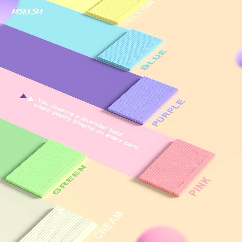 MSKKSM 120 Count Index Cards 5x8 Colored Ruled 5 by 8 Index Flash Cards for Studying, Colored Lined Index Note Cards 5 x 8 Cards, Notecards 5x8 Lined Index Cards Ruled 5 x 8" Flashcards, 6 Assorted Colors - Image 5