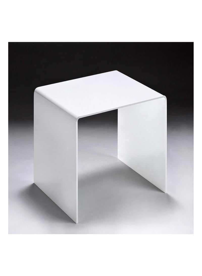 White Acrylic Perspex Plastic Side Table, Sleek Living Room and Bedside Table with Easy-Clean Hygienic Surface, 8mm Thickness for Durability, Shatterproof Safety, and Lightweight Design.