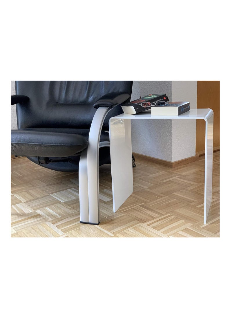 White Acrylic Perspex Plastic Side Table, Sleek Living Room and Bedside Table with Easy-Clean Hygienic Surface, 8mm Thickness for Durability, Shatterproof Safety, and Lightweight Design.