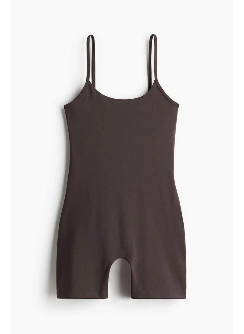 H&M Brown Dark Sports unitard with SoftMove™ for Women | Best Price UAE