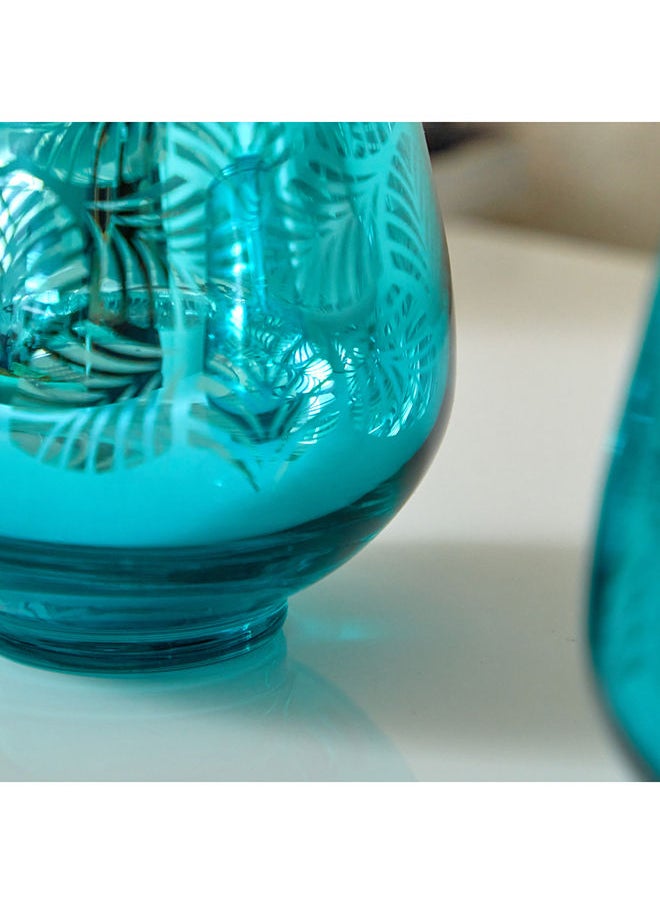 Home Box - Zoha 2-Piece Leaf Print Egg Shape Tealight Holder Set 9 x 9.5 x 9.5 cm - Image 1