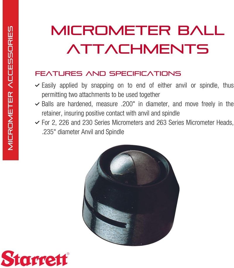 Starrett 247B Micrometer Ball Attachments - Image 2