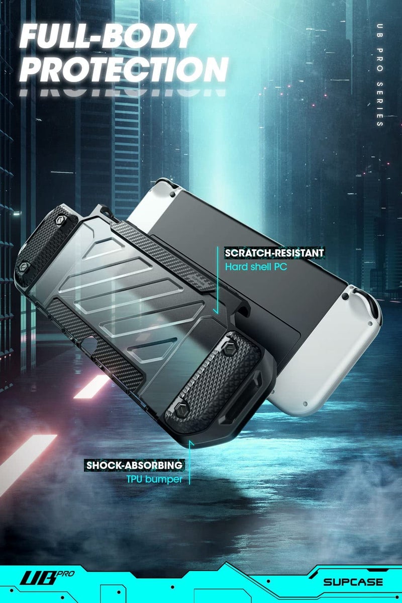 SUPCASE for Nintendo Switch OLED Case 2021 (Unicorn Beetle Pro), [Military-Grade Protection] [Ergonomic Design] Dockable Integrated Cover Accessories for Nintendo Switch OLED, FrostBlack - Image 4