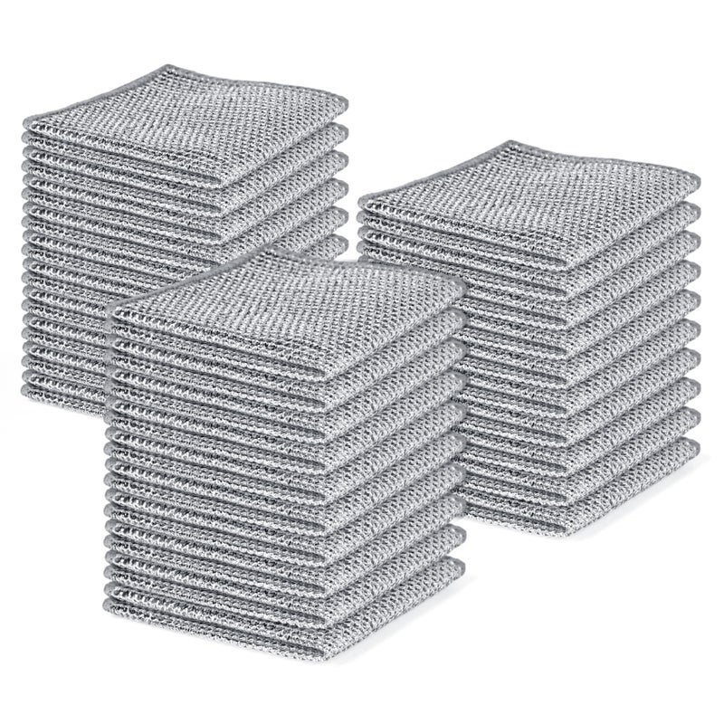 Aidoclip 30Pcs Set Non-Scratch Steel Wool Dishcloth - Multi-Use Kitchen Scrubbers, Durable Cleaning Pads For Wet & Dry Use White - Image 1