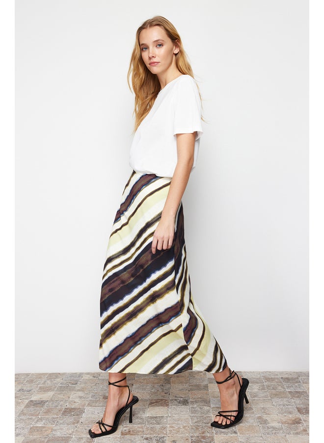 trendyol Multicolored Satin Patterned A-line Midi Woven Skirt TWOSS24ET00072  - Image 1