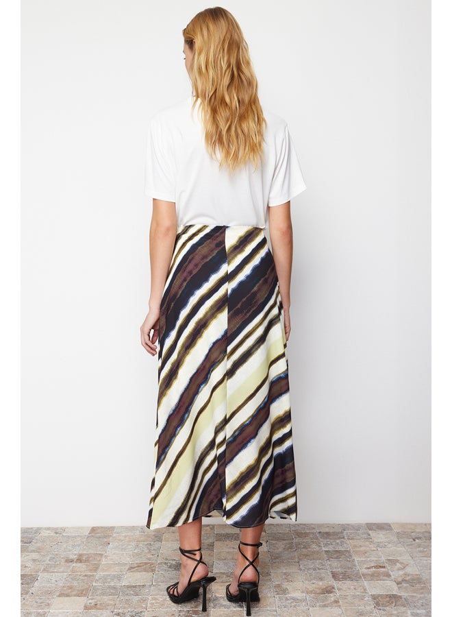 trendyol Multicolored Satin Patterned A-line Midi Woven Skirt TWOSS24ET00072  - Image 3