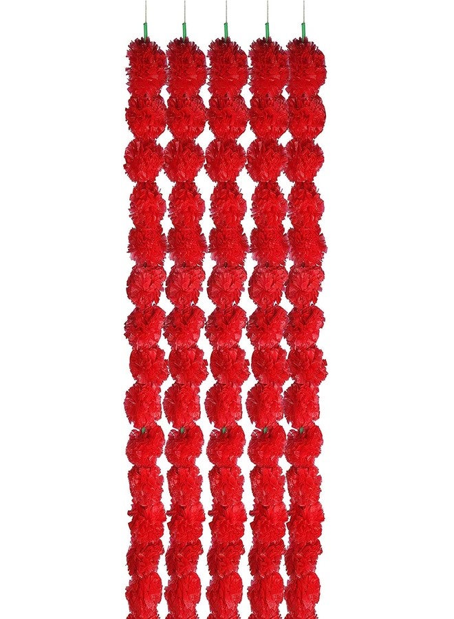 RSP Quality bit® Artificial Marigold Flowers for Decoration - Pack of 5 (Red) - Image 1