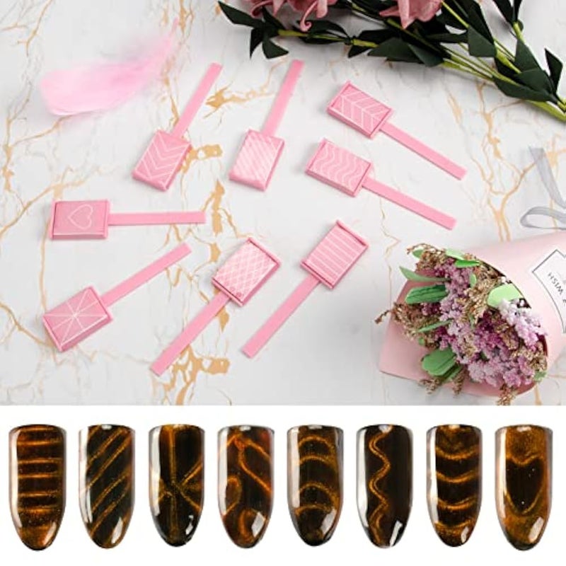 Inborntrait 8PCS Nail Magnet Art Polish Tool Set, Magnets Plate Wand Board, Cats Eye Polish Cat Eye Magnet for DIY, Pretty Cat Eye Effect, salon, Studio - Image 5