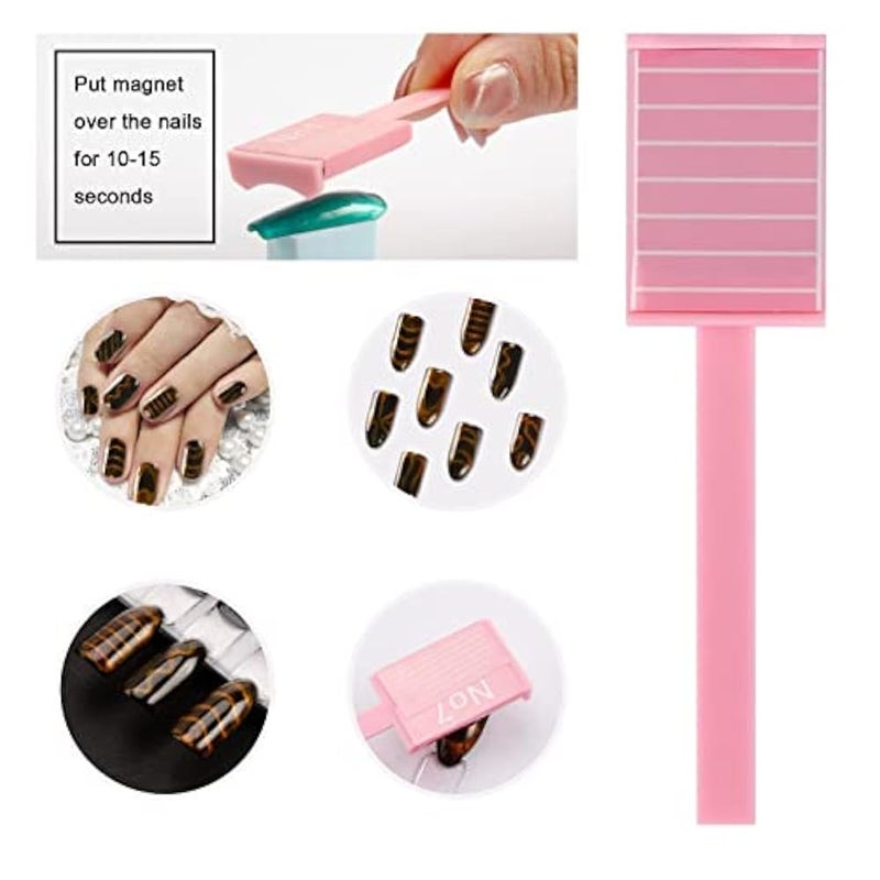 Inborntrait 8PCS Nail Magnet Art Polish Tool Set, Magnets Plate Wand Board, Cats Eye Polish Cat Eye Magnet for DIY, Pretty Cat Eye Effect, salon, Studio - Image 2