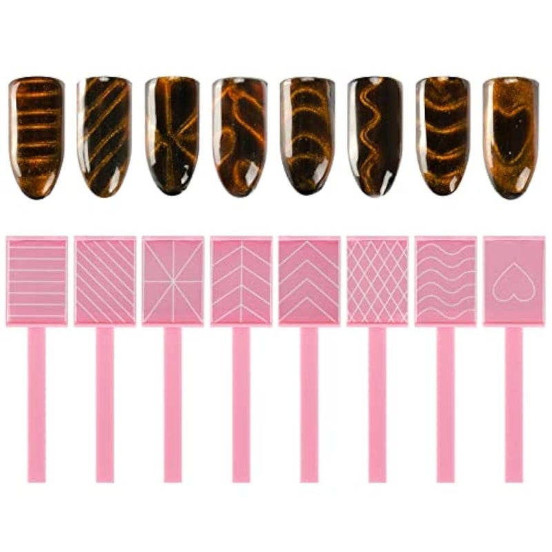 Inborntrait 8PCS Nail Magnet Art Polish Tool Set, Magnets Plate Wand Board, Cats Eye Polish Cat Eye Magnet for DIY, Pretty Cat Eye Effect, salon, Studio - Image 1