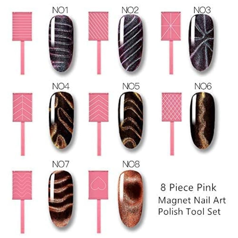 Inborntrait 8PCS Nail Magnet Art Polish Tool Set, Magnets Plate Wand Board, Cats Eye Polish Cat Eye Magnet for DIY, Pretty Cat Eye Effect, salon, Studio - Image 3