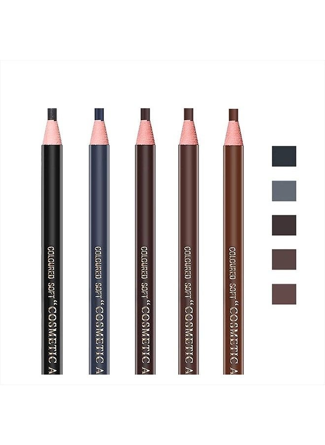 Queenland - 5 COLORS Set Eyebrow Pencil Drawing Eye Brow Pen Peel Off Makeup Cosmetic - Image 1