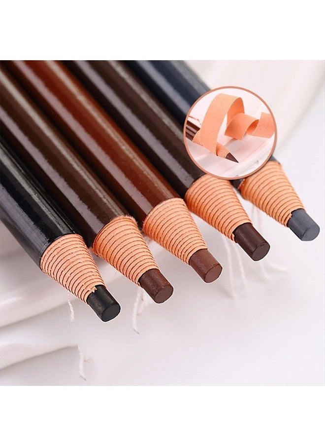 Queenland - 5 COLORS Set Eyebrow Pencil Drawing Eye Brow Pen Peel Off Makeup Cosmetic - Image 1