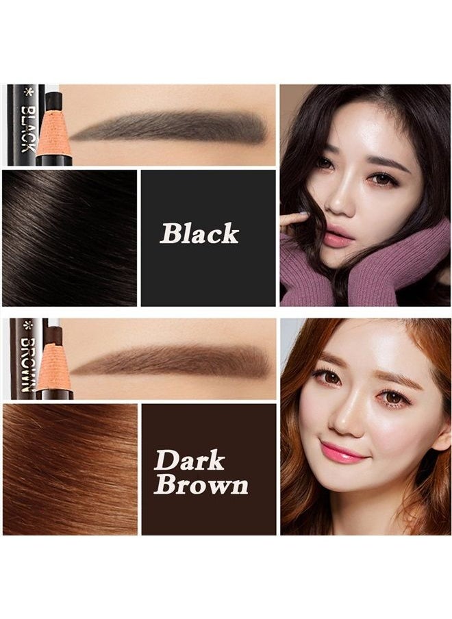 Queenland - 5 COLORS Set Eyebrow Pencil Drawing Eye Brow Pen Peel Off Makeup Cosmetic - Image 1