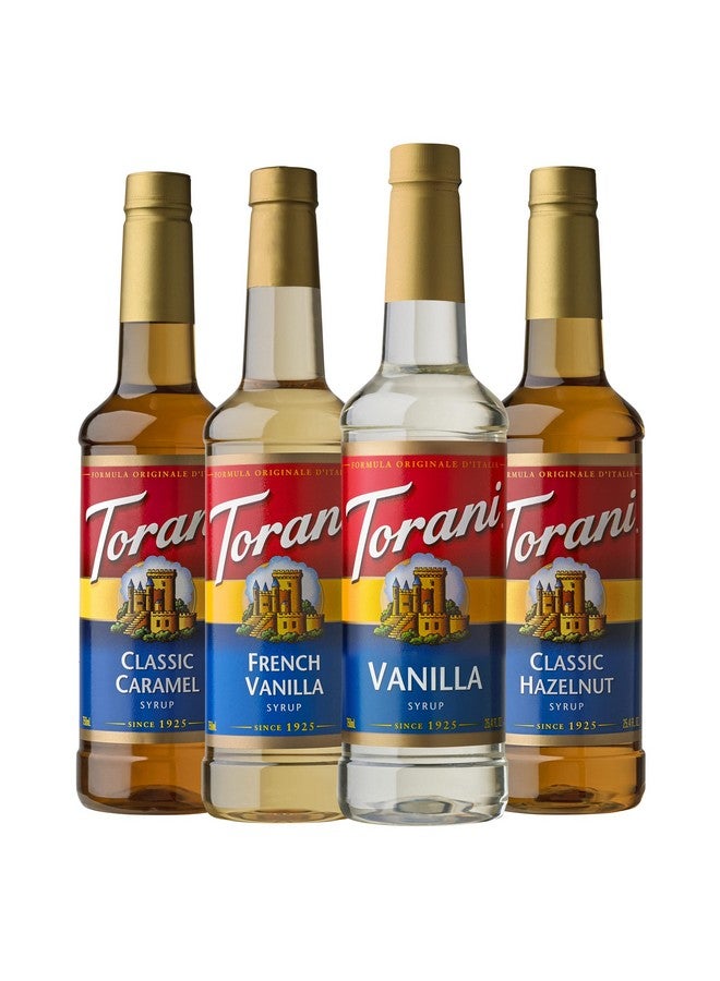 Torani Variety Pack Caramel, French Vanilla, Vanilla & Hazelnut, 25.4 Ounces (Pack of 4) - Image 1