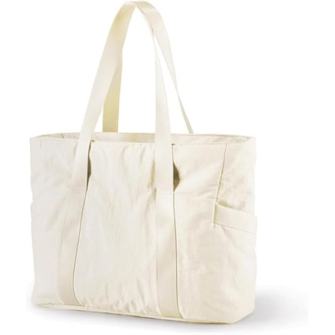 rayihni Womens Tote Bag with Zipper 39 x 31 x 155 cm Laptop Shoulder Handbag Yoga Gym Bag with Yoga Mat Buckle Ideal for Sports Work and Daily Use Medium Beige - Image 1