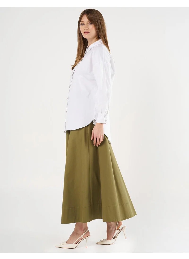 Kayra Lace-Up Back Poplin Tunic in Optic White