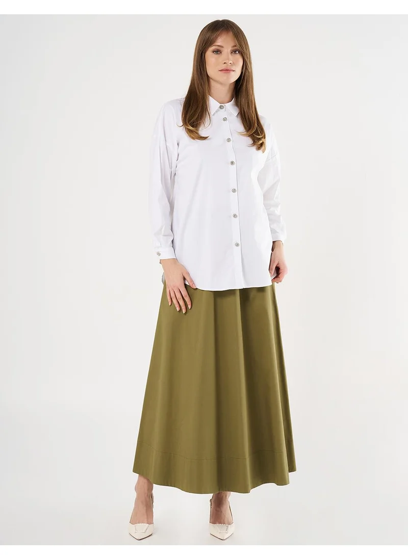 Kayra Lace-Up Back Poplin Tunic in Optic White