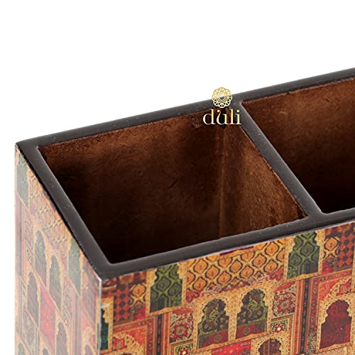 DULI Engineered Wood Multicolorpurpose Stand, Cutlery Holder, Spoon Stand, Table Organizer With 2 Sections, Chammach Stand (10Cm X 15Cm, Jharoka), Utensils - Image 4
