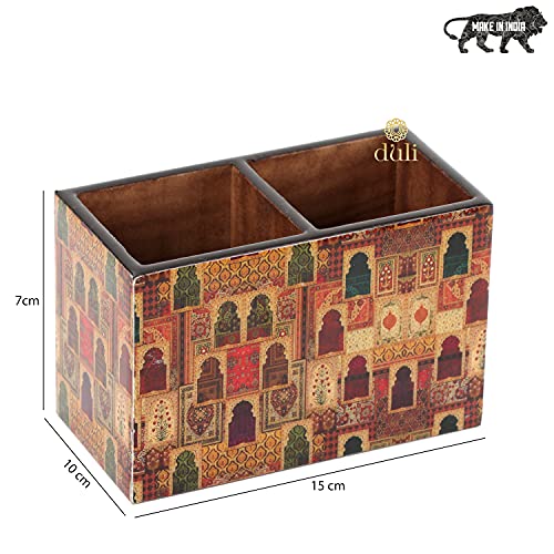 DULI Engineered Wood Multicolorpurpose Stand, Cutlery Holder, Spoon Stand, Table Organizer With 2 Sections, Chammach Stand (10Cm X 15Cm, Jharoka), Utensils - Image 5