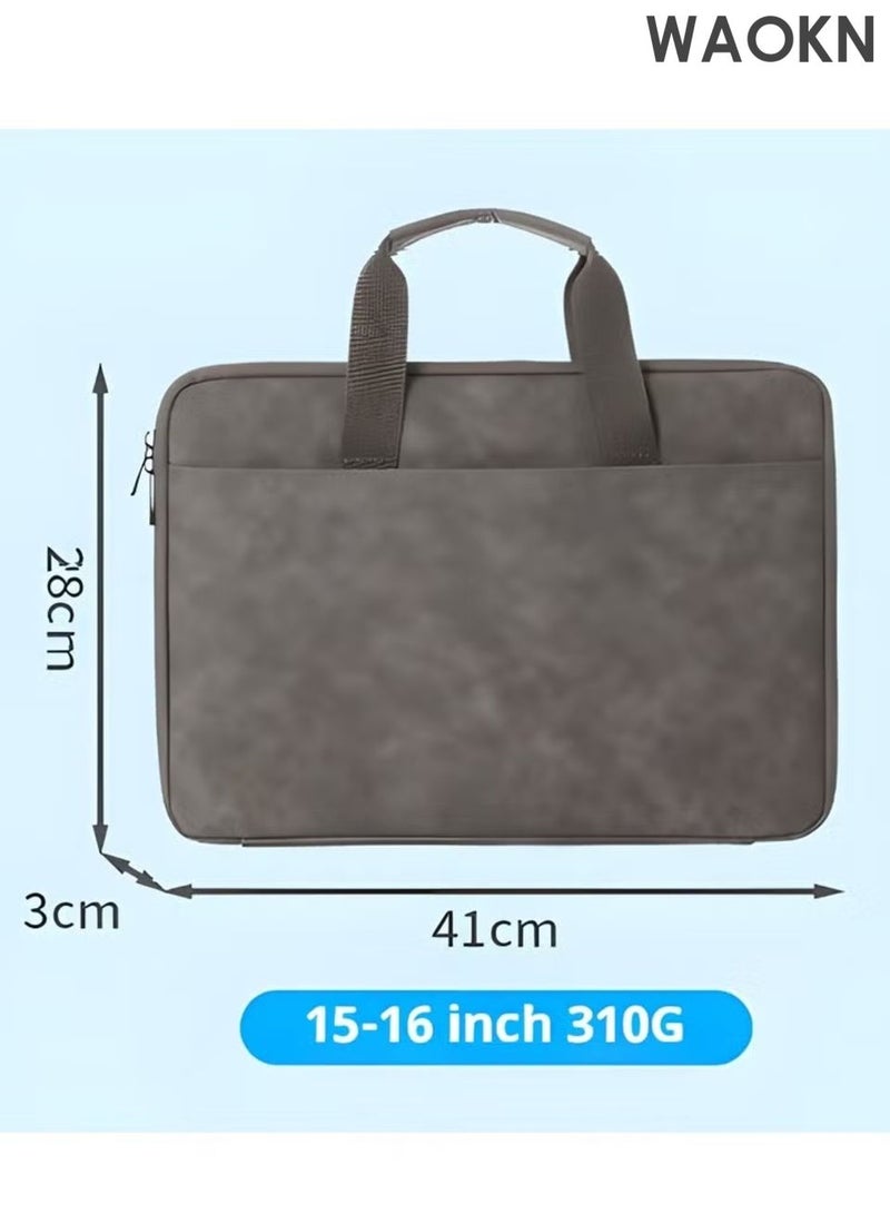 WAOKN Waterproof 15-16 inch lightweight business laptop bag, can be divided into partitions to store MacBook Air, iPad, mouse and data cables, etc , Waterproof, wear-resistant and dirt resistant , unisex , grey . - Image 2