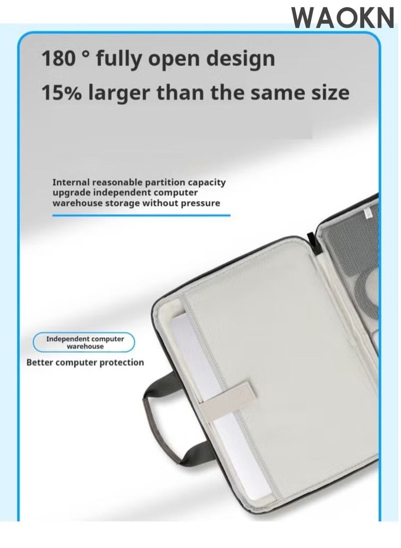 WAOKN Waterproof 15-16 inch lightweight business laptop bag, can be divided into partitions to store MacBook Air, iPad, mouse and data cables, etc , Waterproof, wear-resistant and dirt resistant , unisex , grey . - Image 4