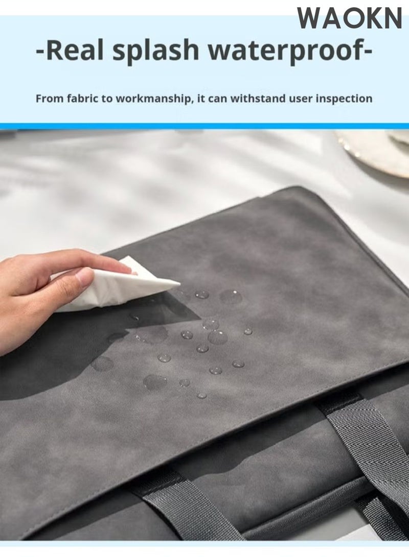 WAOKN Waterproof 15-16 inch lightweight business laptop bag, can be divided into partitions to store MacBook Air, iPad, mouse and data cables, etc , Waterproof, wear-resistant and dirt resistant , unisex , grey . - Image 5