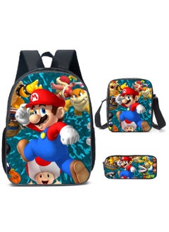 Generic Mario cartoon backpack, primary and secondary school student backpack, large capacity backpack, three piece set, single shoulder bag, pencil case, unisex  - Image 1