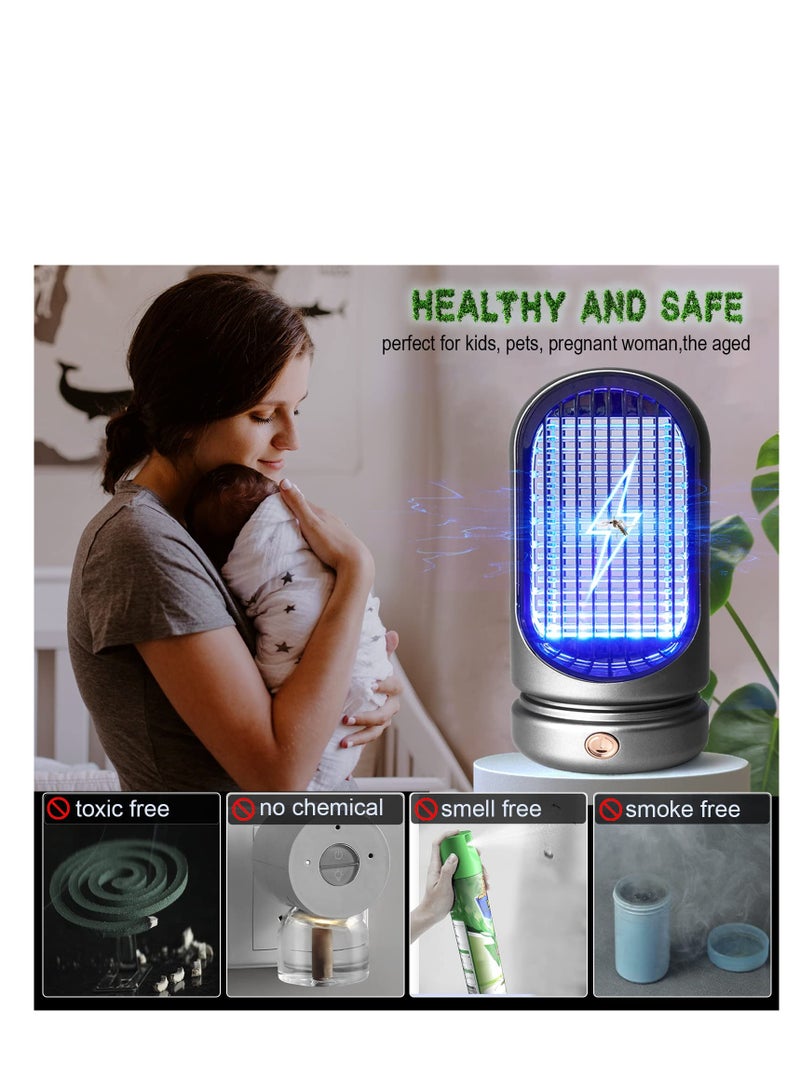 SYOSI Mosquito Killer Lamp USB Electric Fly Zapper Electric Bug Zapper Indoor UV Insect Killer Mosquito Fly Killer For Home Indoor Portable Fly Catcher Outdoor Fly Traps For Home Use(Silver) - Image 3