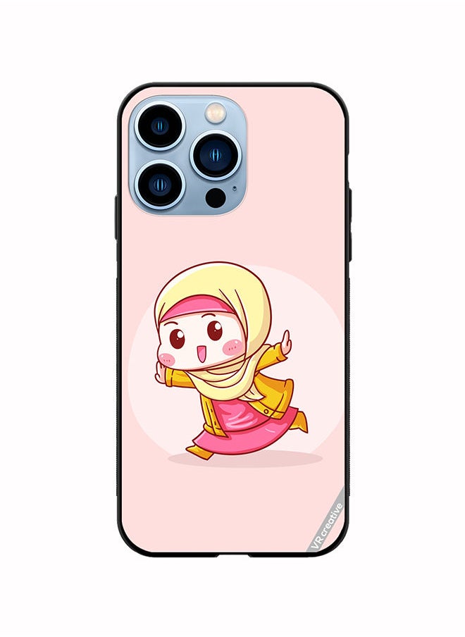VR CREATIVE Protective Case Cover For Apple iPhone 14 Pro Cute Lady In Hijab Design Multicolour  - Image 1