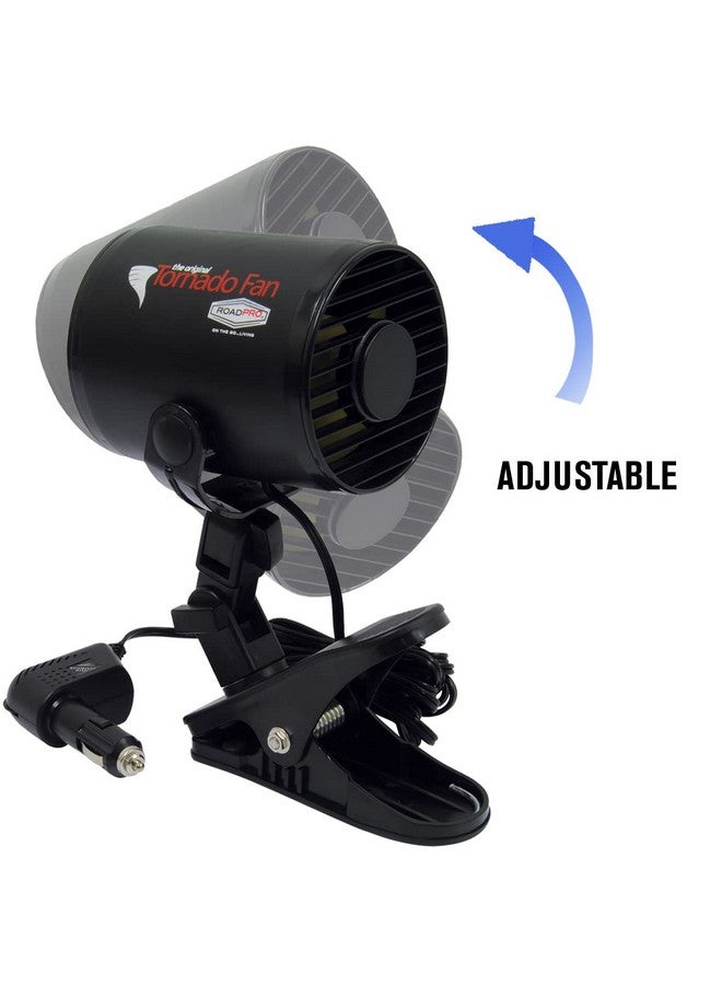 RoadPro Rpsc 857 12 Volt Tornado Truck Fan With Mounting Clip Small 12V Cooling Fan Black  - Image 3