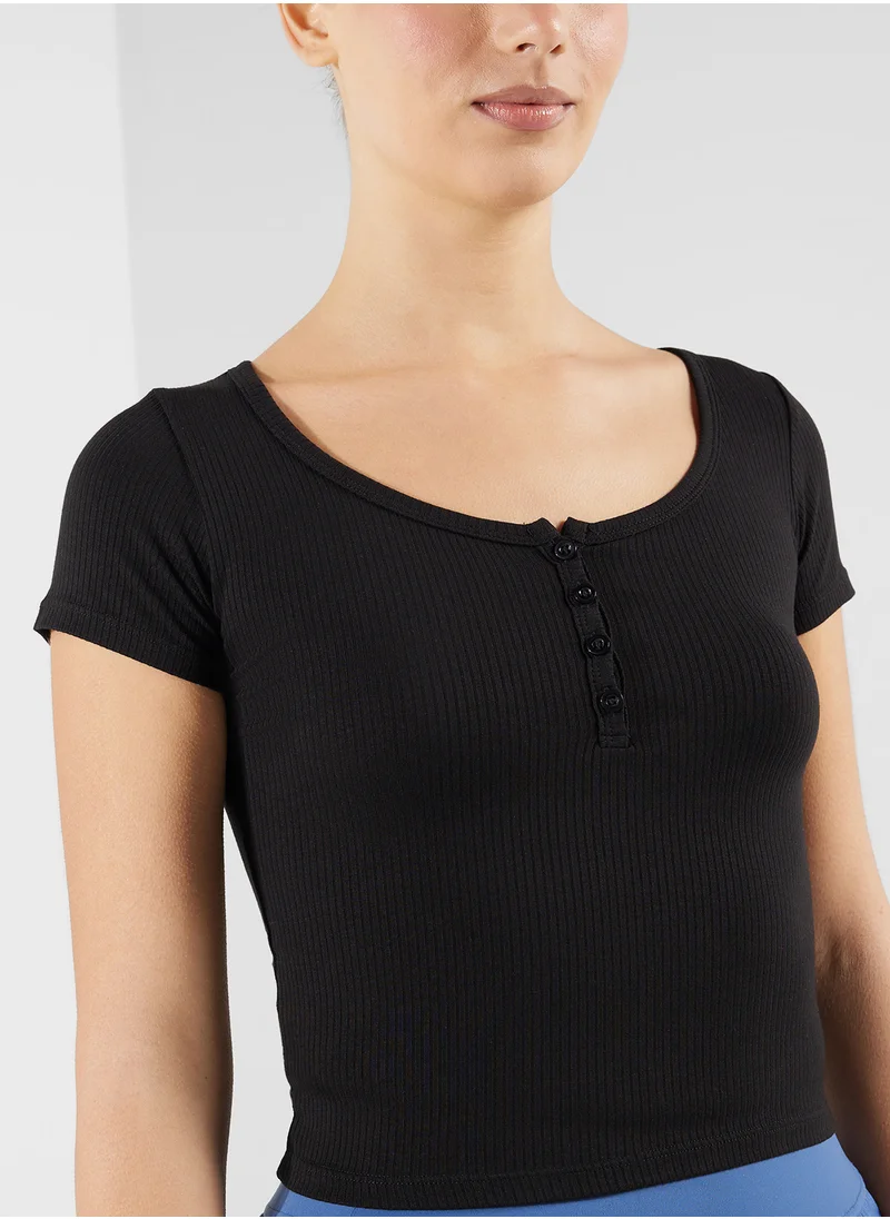 فورورد Soft Button Up Fitted T-Shirt