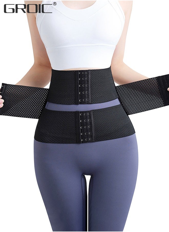 GROIC - Waist Trainer for Women Triple Belt Body Shaper Waist Trainer Corset with 3 Hooks and 3 steel Bones, Sauna Workout Trimmer Belts Underbust Corset Tummy Control Hourglass Tummy Slimming Belly Body Shap - Image 1