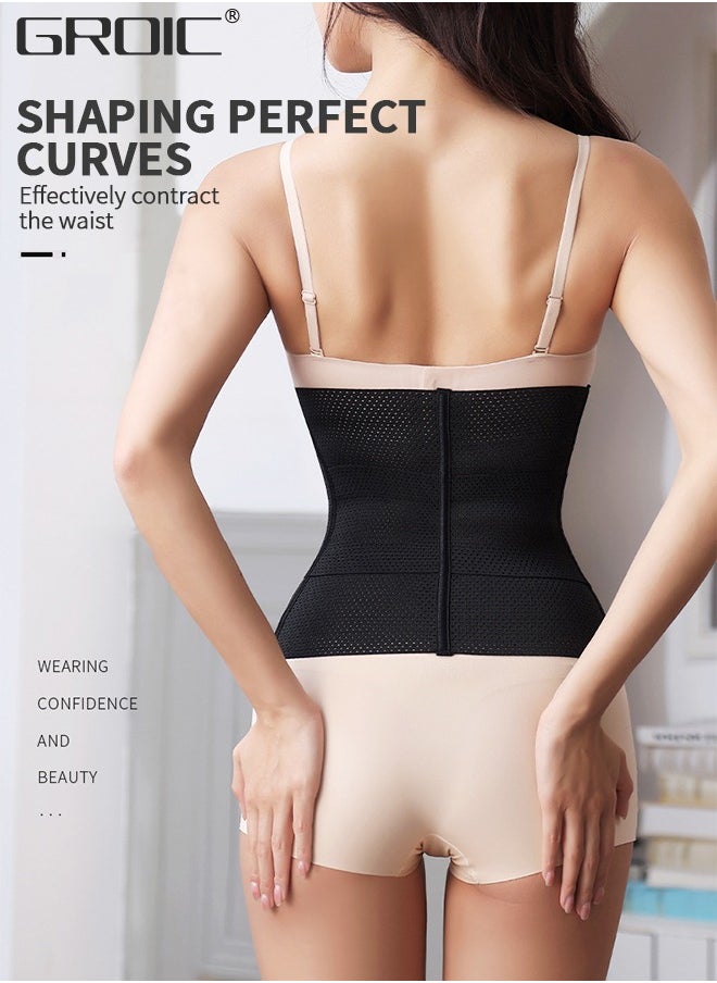 GROIC - Waist Trainer for Women Triple Belt Body Shaper Waist Trainer Corset with 3 Hooks and 3 steel Bones, Sauna Workout Trimmer Belts Underbust Corset Tummy Control Hourglass Tummy Slimming Belly Body Shap - Image 1